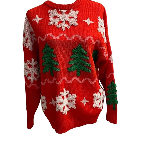 Forever 21 Christmas Tree & Snowflakes Sweater – Women’s Size Small - Picture 1 of 8